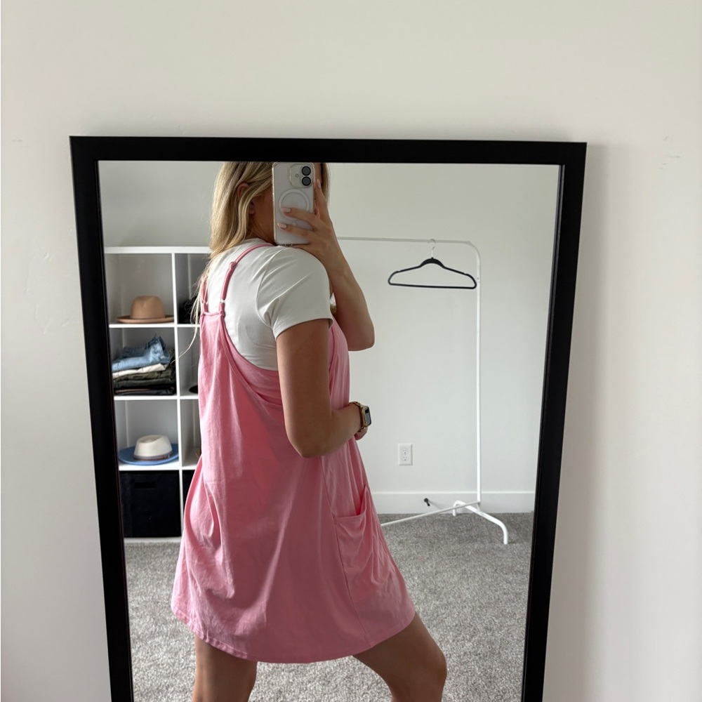 Pink Spaghetti Strap Romper Dress - Picture 4 of 7